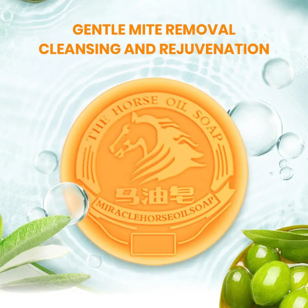 80G Horse Oil Soap Remove Acarus Oil Control Water Replenishing Face Hands Body Washing Great Cleaning Skin Care Soap Gift