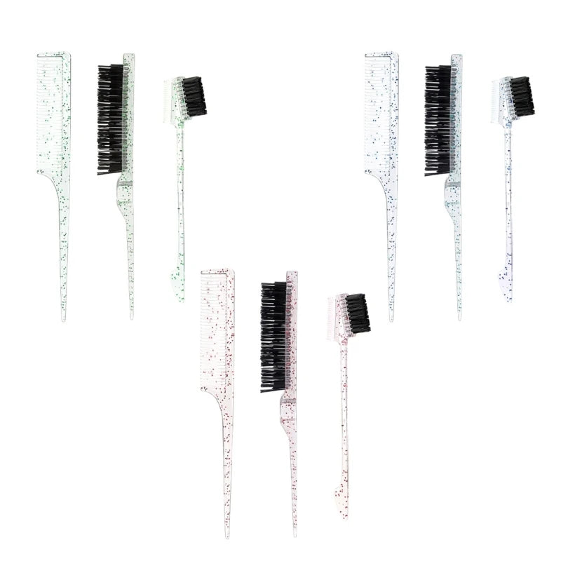 3Pcs Hair Brush Comb Grooming Combs Slicking Combing Brushes for Women Kids Hair