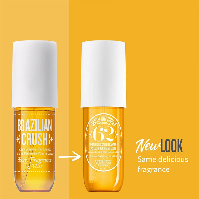 Brazilian Crush Fruity Body Splash For Women Long Duration Fragrance Spray Scent Moisturize Skin Women Beauty Care Yellow