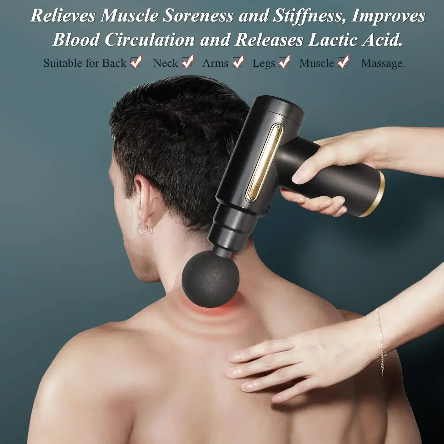 Muscle Massage Gun Mini Massage Gun Percussion with 6 Speeds 4 Massage Heads with Carrying Bag for Back Shoulder Muscle Relieve