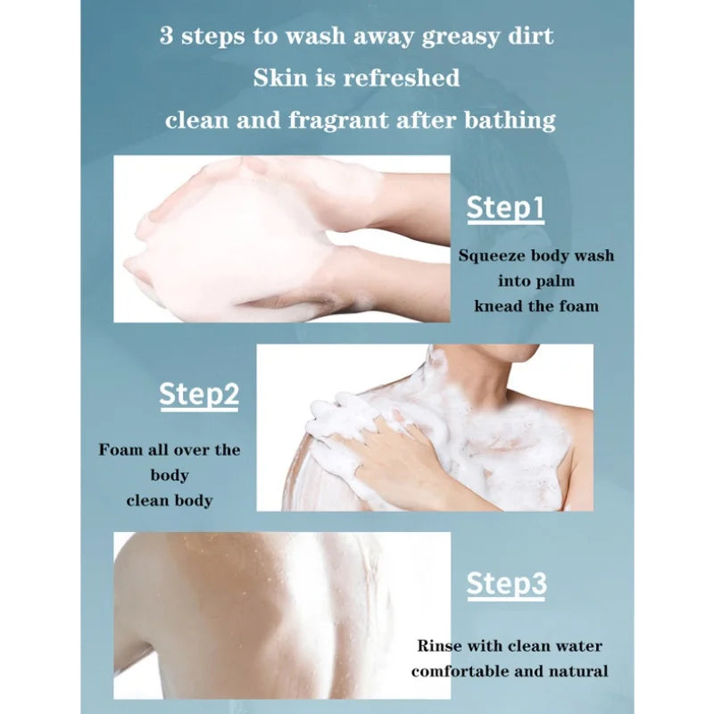 Men's Body Wash and Shampoo Oil Control Acne Remove Mites Relieve Itching Remove Odor Lasting Fragrance 508ml