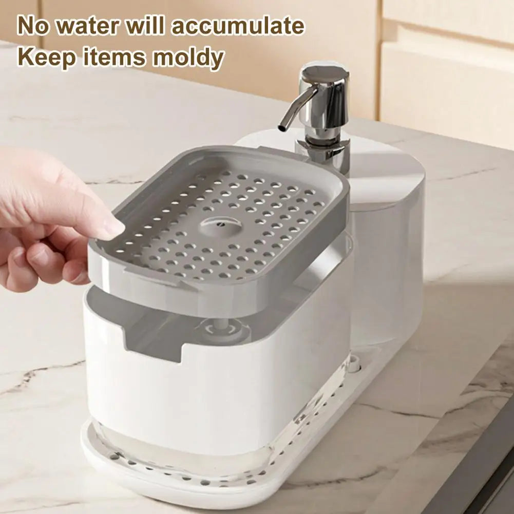 Kitchen Dish Soap Dispenser Sponge Holder Anti-Slip Base Refillable Hand & Dish Soap Container Kit Hand Sanitizer Dispensing Box
