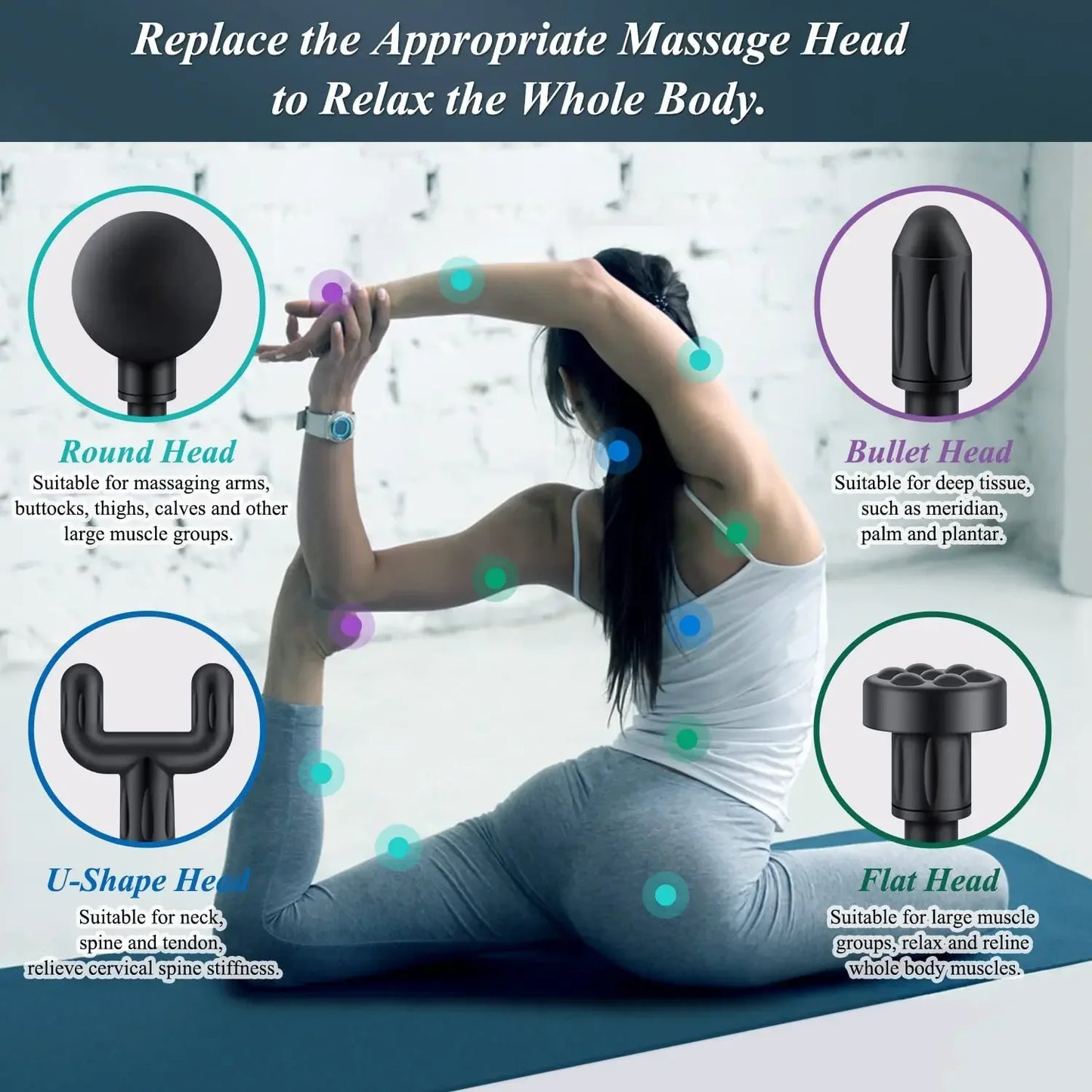 Muscle Massage Gun Mini Massage Gun Percussion with 6 Speeds 4 Massage Heads with Carrying Bag for Back Shoulder Muscle Relieve