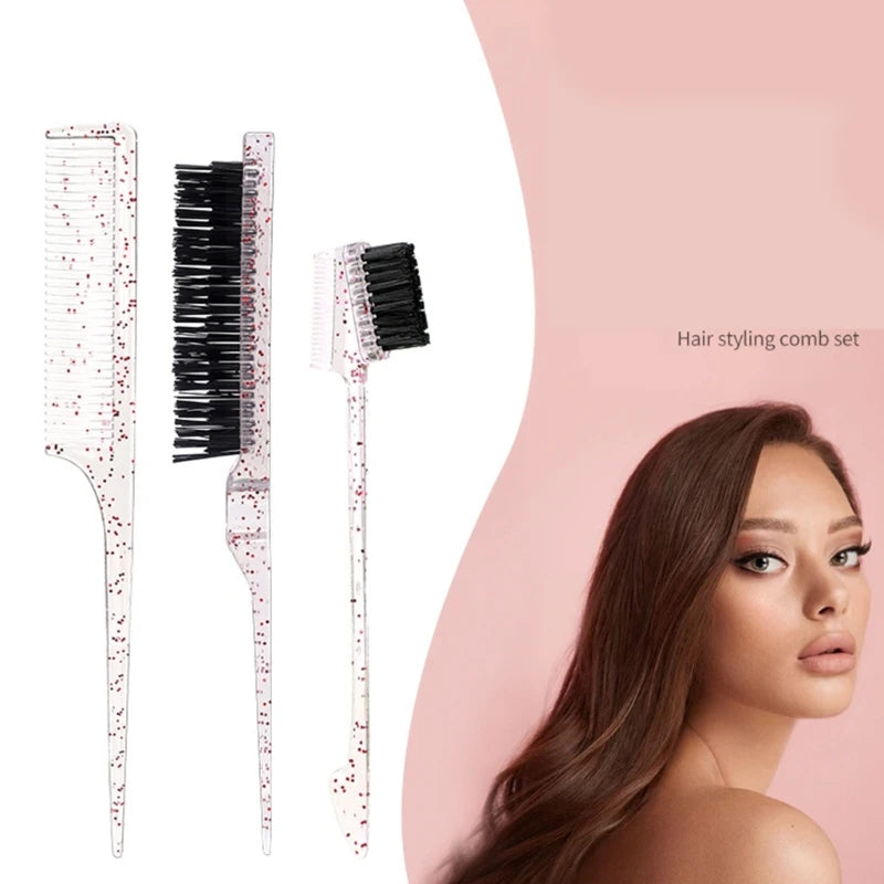 3Pcs Hair Brush Comb Grooming Combs Slicking Combing Brushes for Women Kids Hair