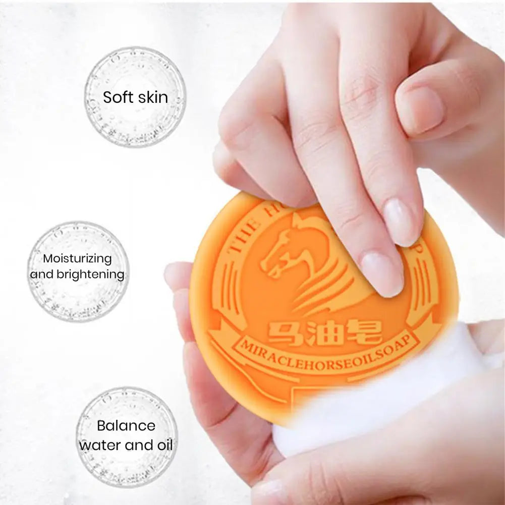 80G Horse Oil Soap Remove Acarus Oil Control Water Replenishing Face Hands Body Washing Great Cleaning Skin Care Soap Gift