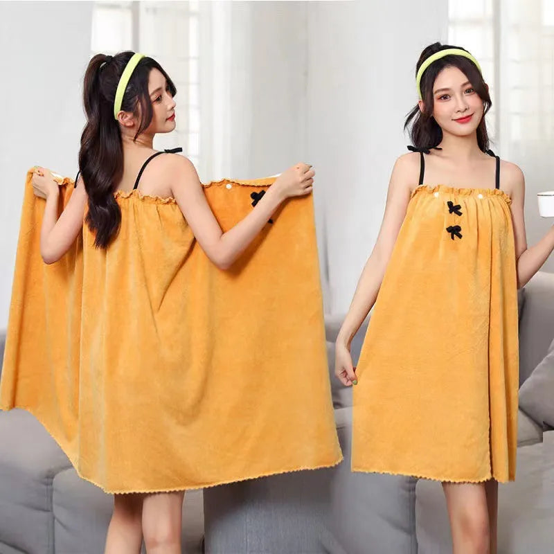 Women Absorbent Wearable Bath Towel Soft Mircofiber Swimming Beach Towel Blanket Sauna Shower Towel Suspenders Nightdress Dress
