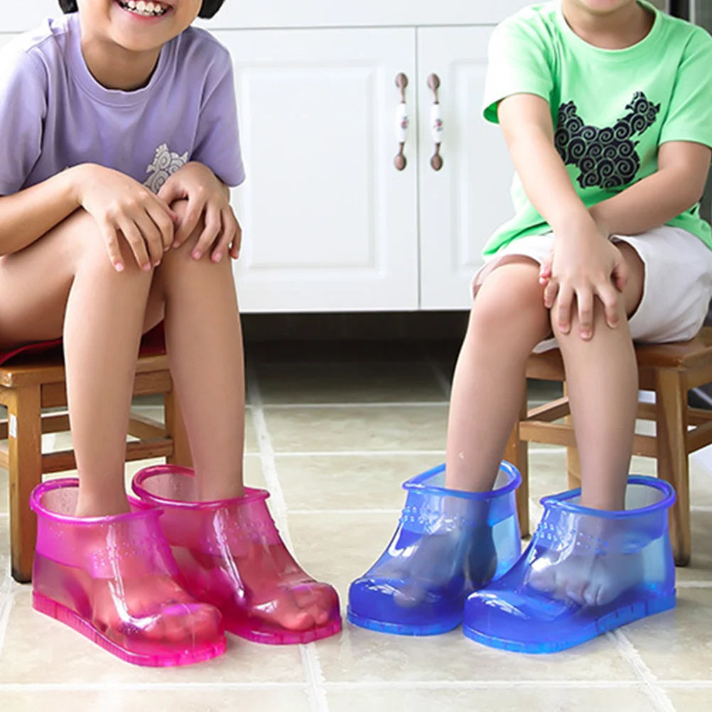 1 Pair Foot Bath Shoes Bucket Soaking Spa Boots Basin Soak Washing Boot Tub Pedicure Toe Feet Slippers PVC Foot Soaking Boots