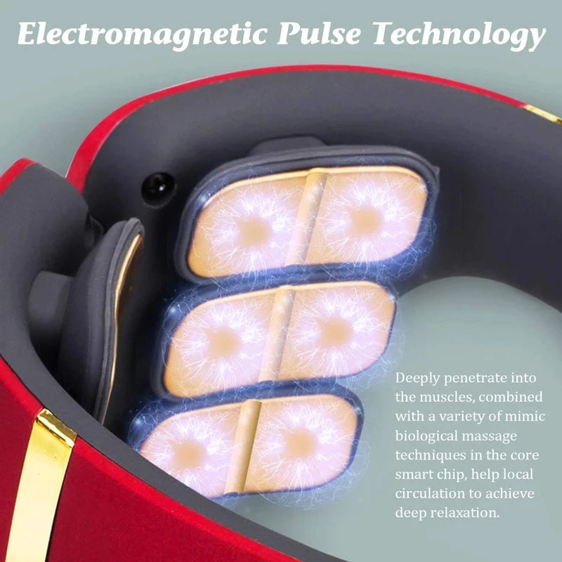 Heating12 Heads Back and Neck Massager 15 Gears Electric Neck Massage Instrument Massager For Neck Relieve Cervical Spondylosis