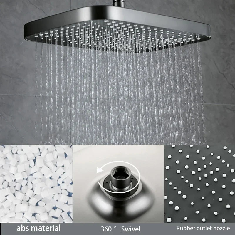 Gun Gray Digital Shower System Hot Cold Mixer Shower Set Bathroom SPA Rainfall Bath Tap Bathtub Modern Piano Key Faucet