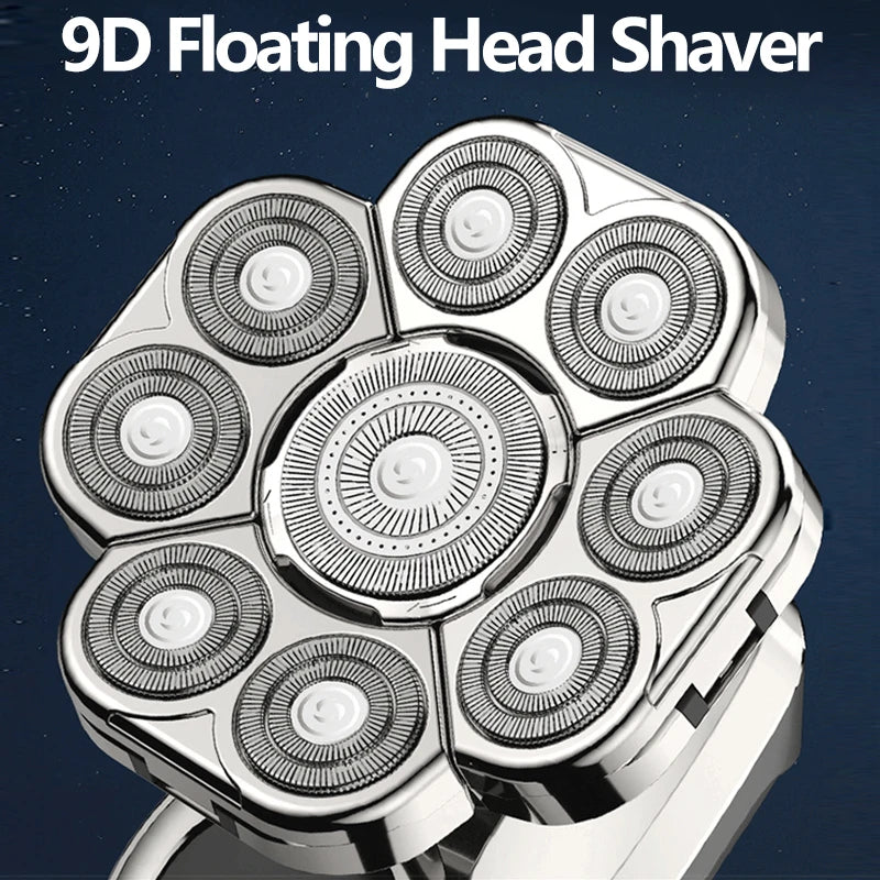 6 IN 1 Electric Shavers 9D 7D Men Bald Head Shaver Cordless Rechargeable Razors Waterproof Wet Dry Bald Shaving Grooming Kits