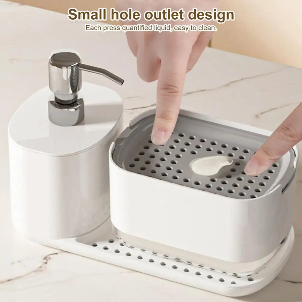 Kitchen Dish Soap Dispenser Sponge Holder Anti-Slip Base Refillable Hand & Dish Soap Container Kit Hand Sanitizer Dispensing Box
