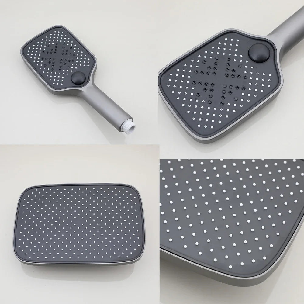 Gun Gray Digital Shower System Hot Cold Mixer Shower Set Bathroom SPA Rainfall Bath Tap Bathtub Modern Piano Key Faucet